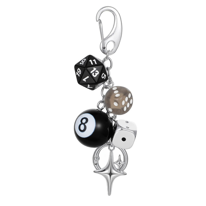8 Ball Dice Charm Keychain Billiard Ball Star Bags Charms Y2K Aesthetic Keychain