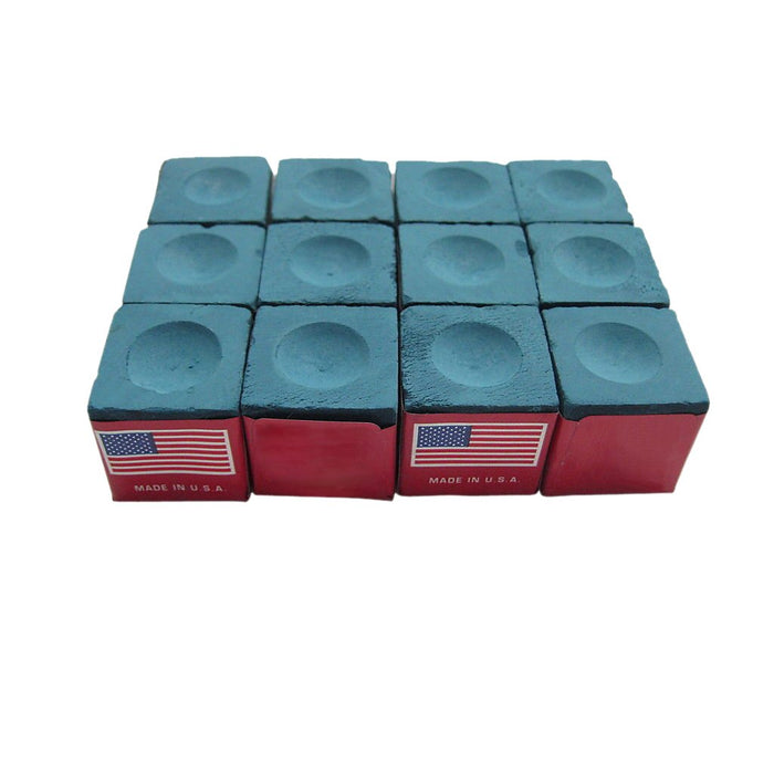 Billiard/Pool Cue Chalk Box, 12 Cubes, Blue