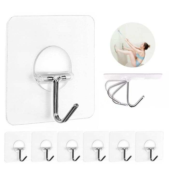 Wall Hooks 13LB Heavy Duty No Drill Transparent Waterproof Hooks for Ba