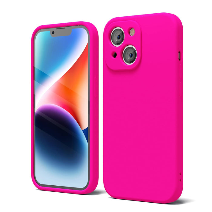 Iphone 14 Phone Case Liquid Silicone, Fluorescent Bright Solid Color, Cute Thin