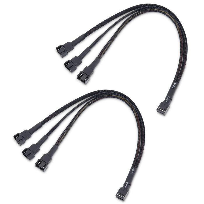 2-Pack 3 Way 4 Pin Pwm Fan Splitter Cable - 12 Inches / 30Cm, 1X Pwm-Controlled