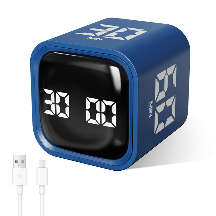 Cube Timer, 5/10/30/60 Min & Custom Count Down, Included Pause & Resume Feature,
