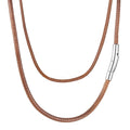 Brown Waterproof Braided Leather Cord Necklace with Durable Stainless Steel Snap
