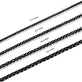 Mens Womens 2mm Stainless Steel Black Rolo Cable Chain Necklace (24 Inch)