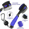 2 Pack Golf Club Brushes and Groove Cleaner 2 ft Retractable Zipline Carabiner O