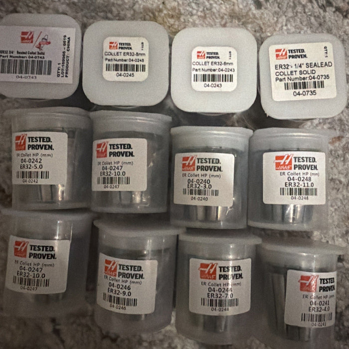 Haas ER32 Collet Lot – 12pc Mixed Sizes – CNC Tooling – New in Cases