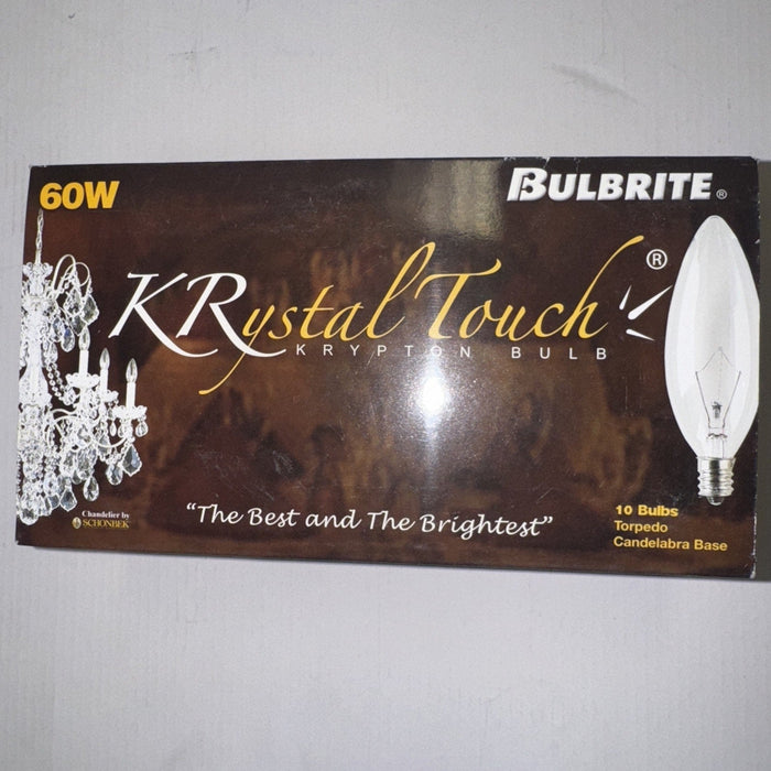 Bulbrite KR60CTC/32 60W Krystal Touch Flame Tip Bulbs, 10-Pack