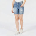 Celebrity Pink Juniors Ripped Denim Bermuda Shorts, Size 0