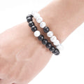 CNLQ Long Distance Bracelets For Lovers Couples Matching Gift Matte Agate 8mm Be