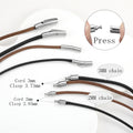 Brown Waterproof Braided Leather Cord Necklace with Durable Stainless Steel Snap
