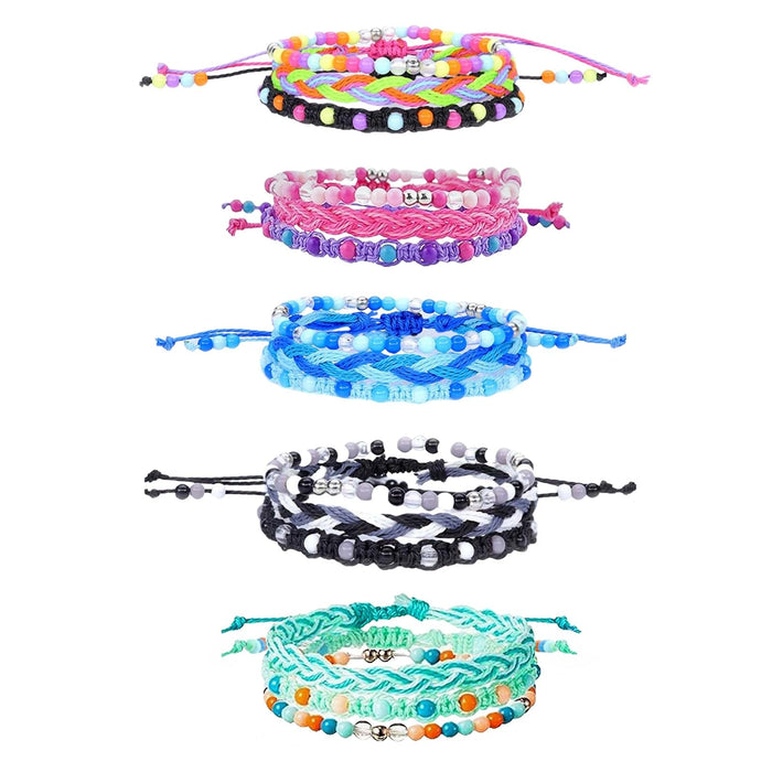 15pcs Braided Beaded Friendship Bracelets for Teens Girls Handmade Stackable Wov
