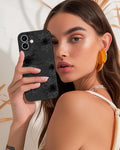 iPhone 16 Case 6.1 Inch - Women Girls Sunflower Cute Black Frosted Slim Fit