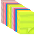 Lined Sticky Notes 4x6 in Post, 7 Bright Colors with Lines Self-Stick Note