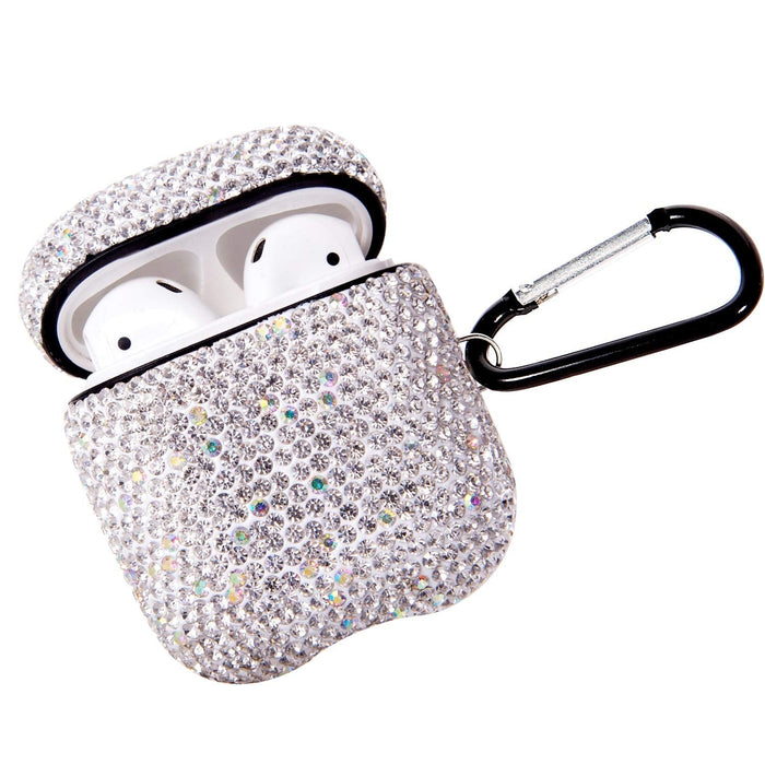 Case For Airpods With Keychain, Shockproof Protective Premium Bling Rhinestone C