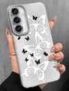 Samsung Galaxy A15 5G Glitter Case - Cute Butterfly Design in Black and White
