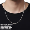 Silver Tone Wheat Chain Necklace for Men, 2.5mm Mens Chain Necklaces, Stainless