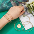 12Pcs Gold Expandable Bangle Adjustable Wire Bracelets Stainless Steel Blank Met