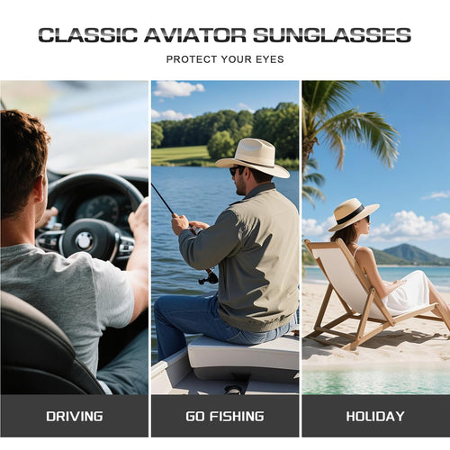 Aviator Sunglasses for Men Womens Polarized UV400 Protection Driving Sun