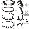 8 PCS Fashion No Slip Effortless Plastic Headbands with Teeth Comb Black Skinny