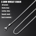 Silver Tone Wheat Chain Necklace for Men, 2.5mm Mens Chain Necklaces, Stainless