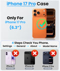 Iphone 17 Pro Case With Card Holder (Store 2 Cards), Rfid Blocking, 360° Full Bo