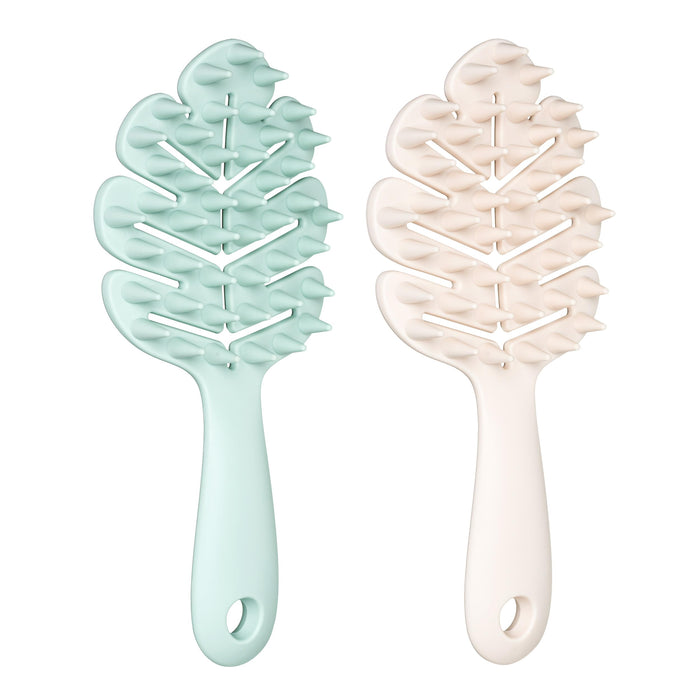 Massager Brush 2-Pack – Leaf-Grip Shampoo Scrubber for Deep Clean & Hair C