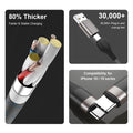 Multi Charging Cable for Apple Watch, iPhone & Galaxy - USB C/Lightning/Mic