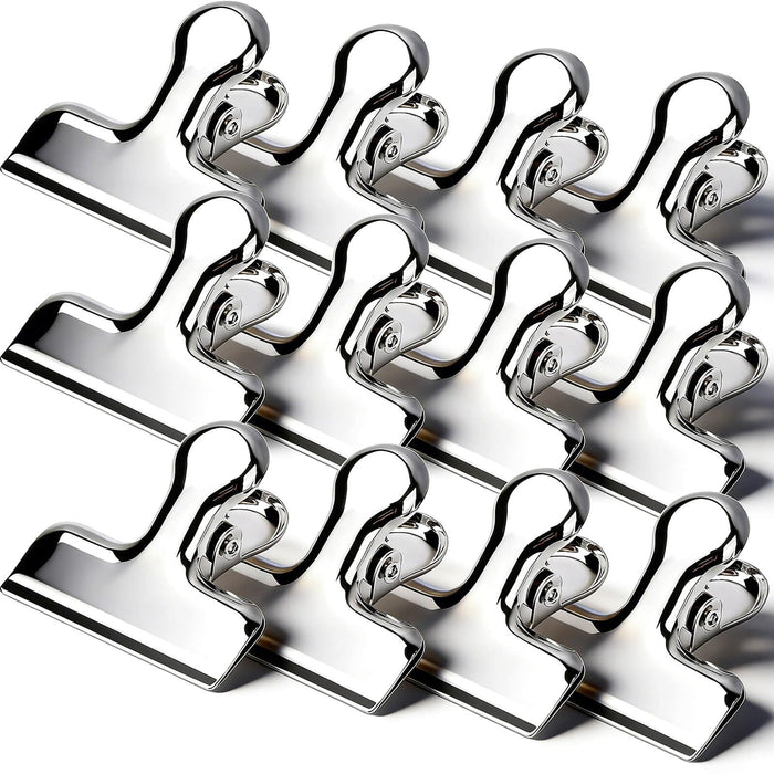 12Pcs Sliver Stainless Steel Chip Clips for Food Packages, Metal Kitc