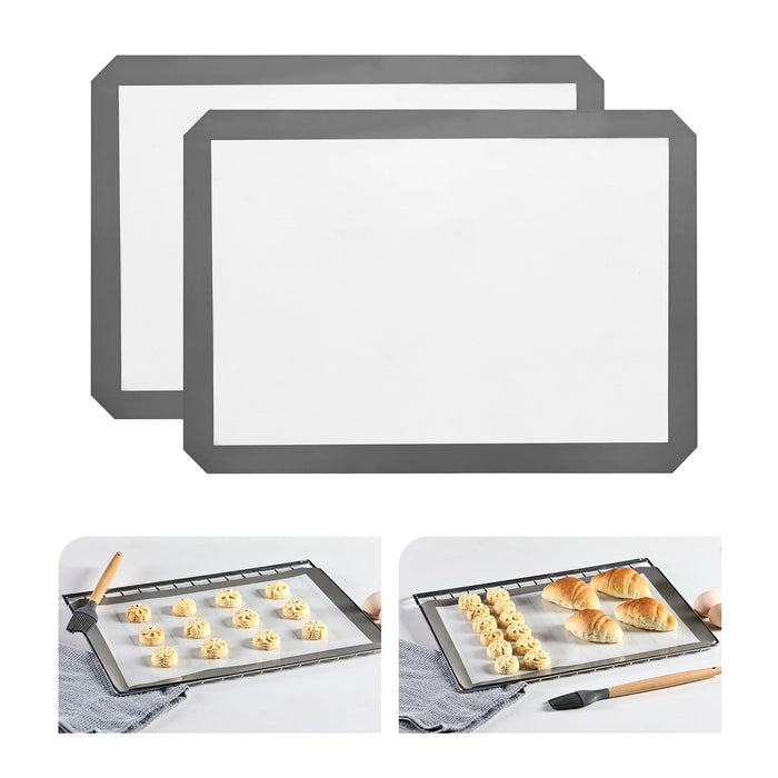 Baking Mat Set of 2 — 16.5"x11.6" Non-Stick Reusable BPA-Free Sheet for Cookies,