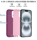 With Iphone 16 Case With Hd Screen Protector, [2 In 1 ] Heavy Duty Protection Ph