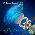 Bluetooth Headphones, HiFi Bass Stereo Earbuds with Noise Cancelling Mic, IPX7 W