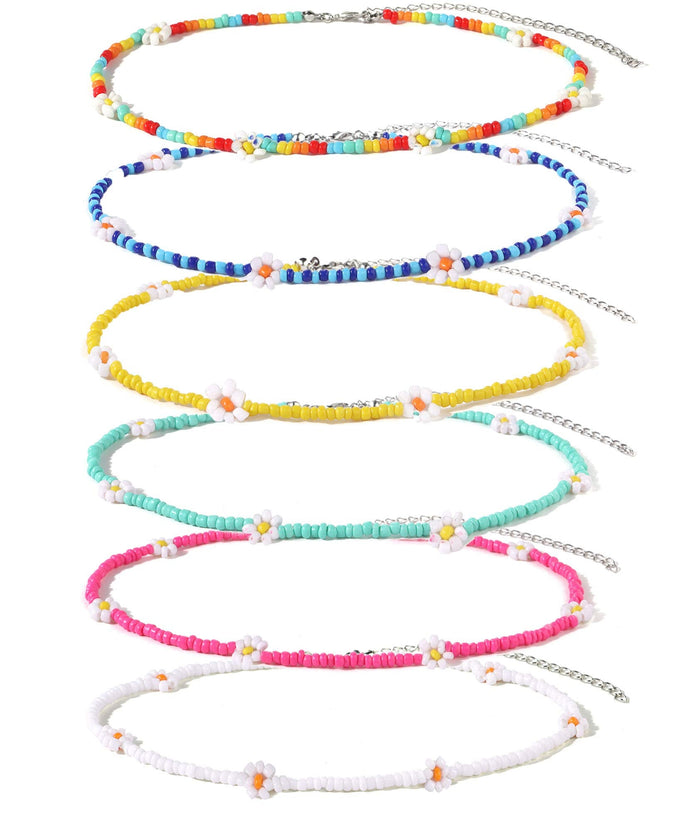 Beaded Choker Necklaces For Women Vsco Boho Handmade Flower Necklace Cherry Cute