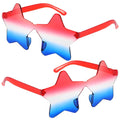 Pair Star Sunglasses for Women Men, Patriotic Rimless Star Shaped Sunglasses U