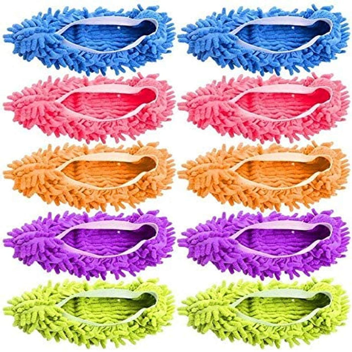 Mop Slippers Shoes 5 Pairs (10 Pieces) - Microfiber Cleaning House Mop Slippers