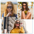 Pack Retro Square Aviator Sunglasses for Women Men 70s Fashion Sun Glasses wit