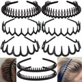 8 PCS Fashion No Slip Effortless Plastic Headbands with Teeth Comb Black Skinny