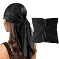 Silk Feeling Scarf, 35'' Square Retro Soild color Satin Headband Scarf for