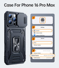 Phone Case Compatible for iPhone 16 Pro Max with Camera Cover Military Gra