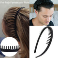 8 PCS Fashion No Slip Effortless Plastic Headbands with Teeth Comb Black Skinny
