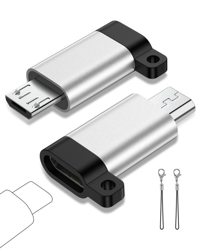 USB to USB C Adapter, 2-Pack Type C Female to Micro USB Male Converter, USB C to