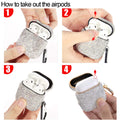 Case For Airpods With Keychain, Shockproof Protective Premium Bling Rhinestone C