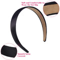 16 Pcs Satin Headbands Bulk 1 Inch Anti-slip Black Ribbon Hair Bands Plain Hard
