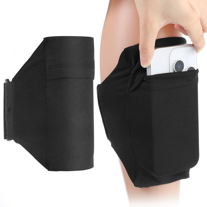 Leg Straps, Black Leg Phone Holder, Adjustable Cellphone Leg-Band For Women And