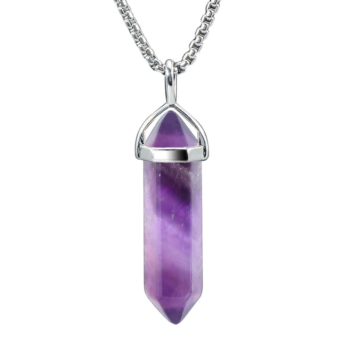 Amethyst Necklace Gemstone Crystal Necklace for Women Healing Stone pendant Jewe