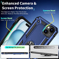 iPhone 15 Case with Screen Protector: 360°Grade Rotatable Kickstand (Non-Sli