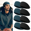 Sweat Hair Bands for Men, Non Slip Black Elastic Headbands for Long Hair, 8 Piec