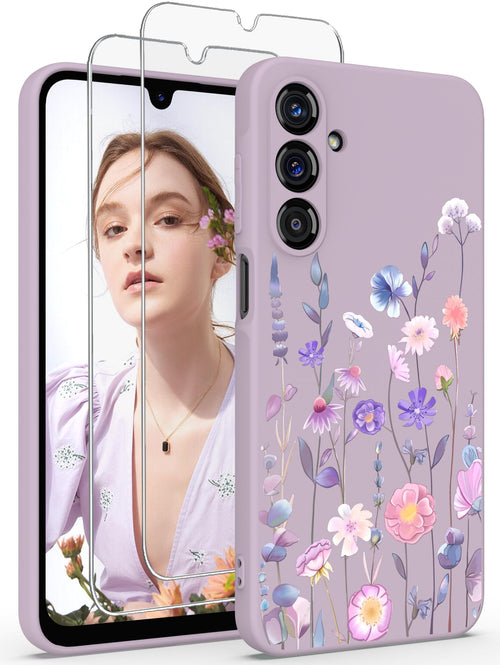 for Samsung Galaxy A17 5G Case, Girls Women Florals Liquid Silicone Phone Case,