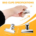 12Pcs Sliver Stainless Steel Chip Clips for Food Packages, Metal Kitc