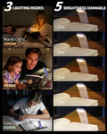 Book Reading Light, Rechargeable Clip on Booklight, Eye Caring 3 Color Temperatu