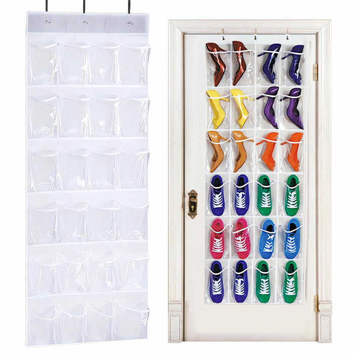 Shoe Organiser 24 Pockets — Folding Hanging Mesh Organiser with Hooks for Bedroo